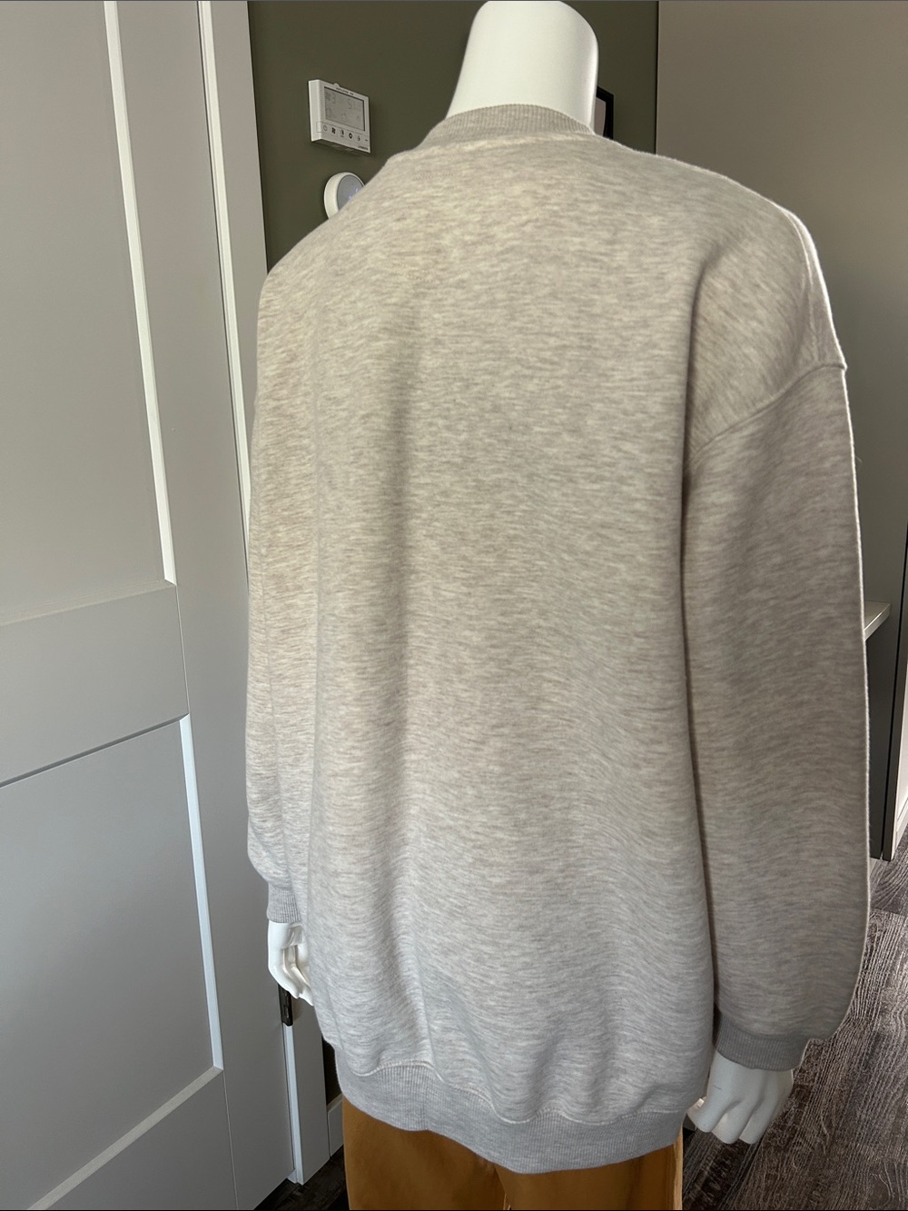 Anine Bing Oversized Logo Sweatshirt | Oatmeal Heather | Size S | Cozy Luxury - Picture 10 of 11